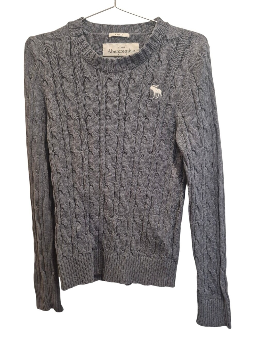 Abercrombie Fitch Women’s Y2K Chunky Knit Muscle Sweater Size Medium Gray Flaw
